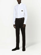 Logo-Plaque White Cotton-Poplin Shirt
