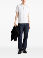 Short-Sleeve White Pique Polo Shirt