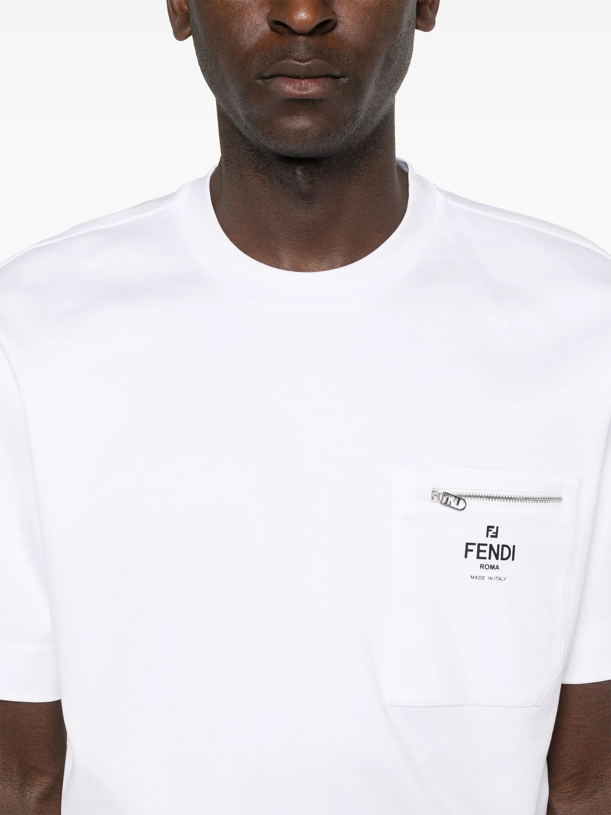 White Cotton T-shirt with Pocket