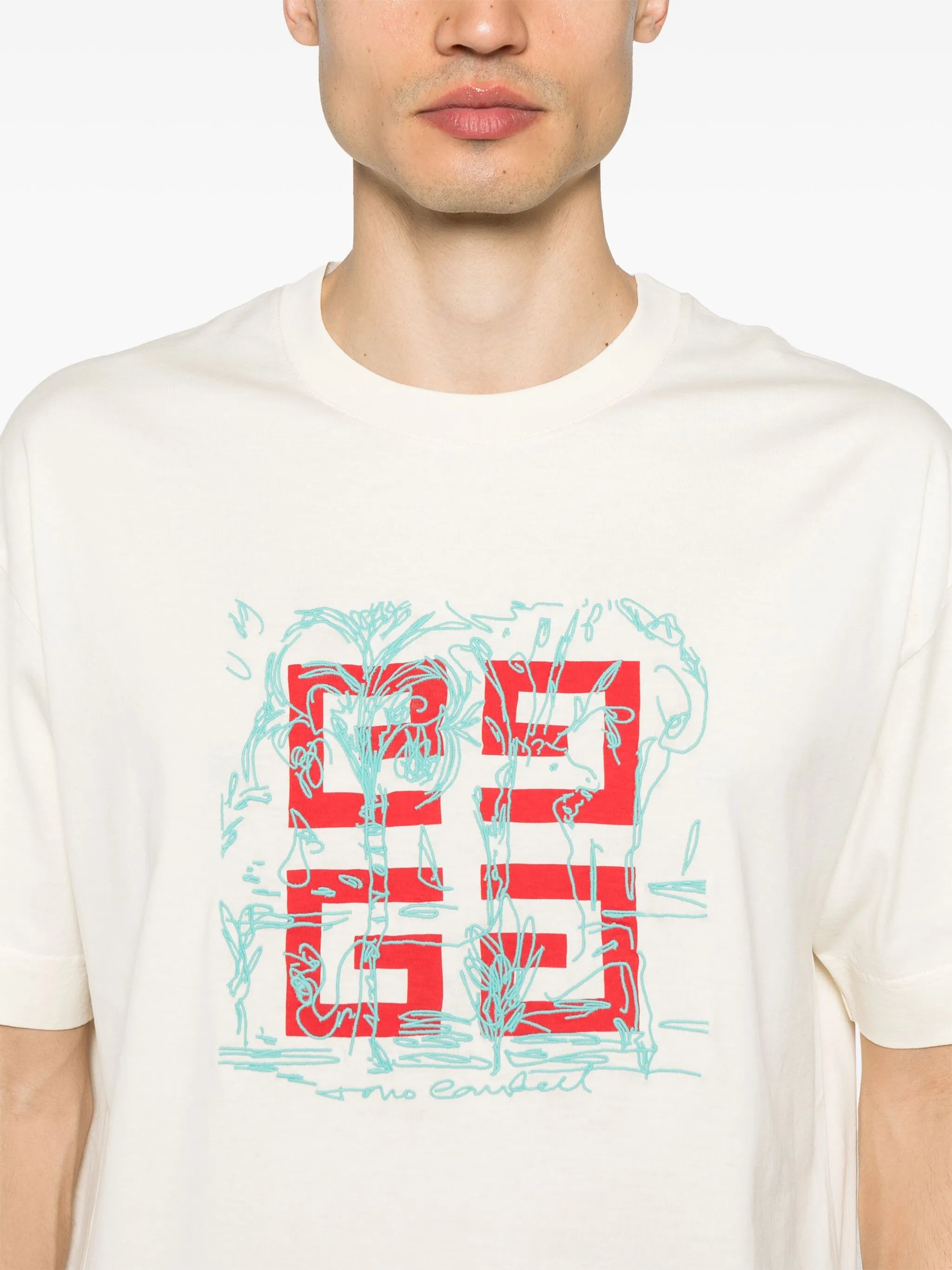 4G logo-embroidery White T-shirt