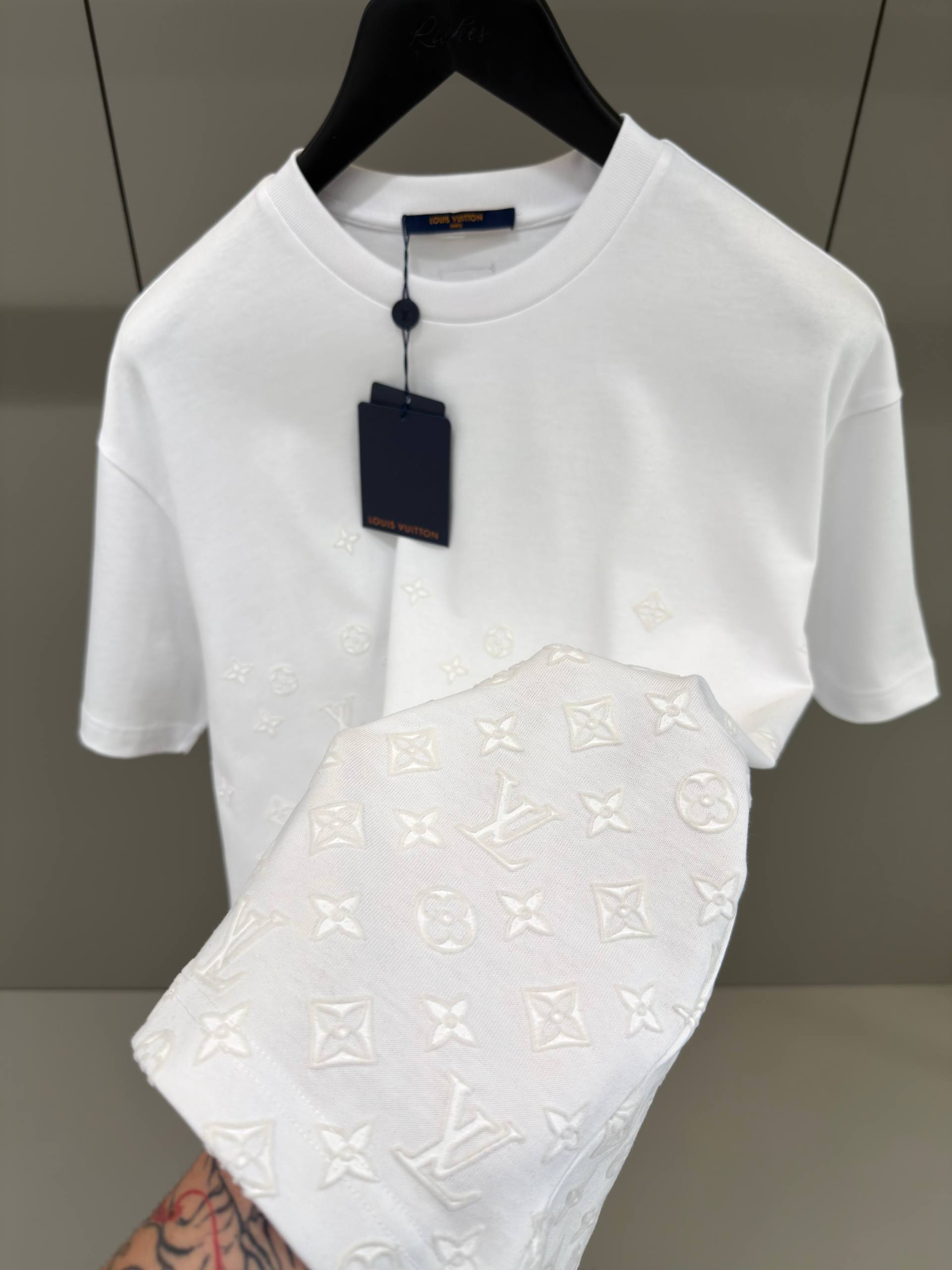 Flock Print Monogram Gradient White T-shirt