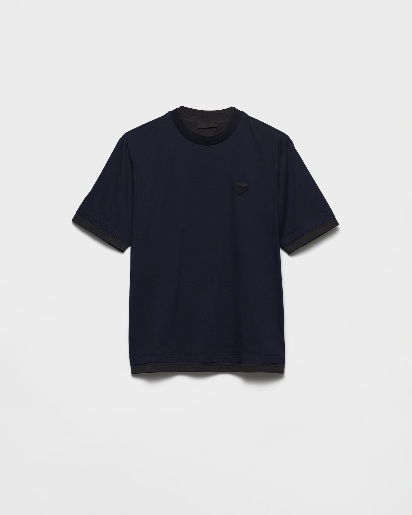 Blue and Dark Grey Layered T-shirt with Triangle Logo