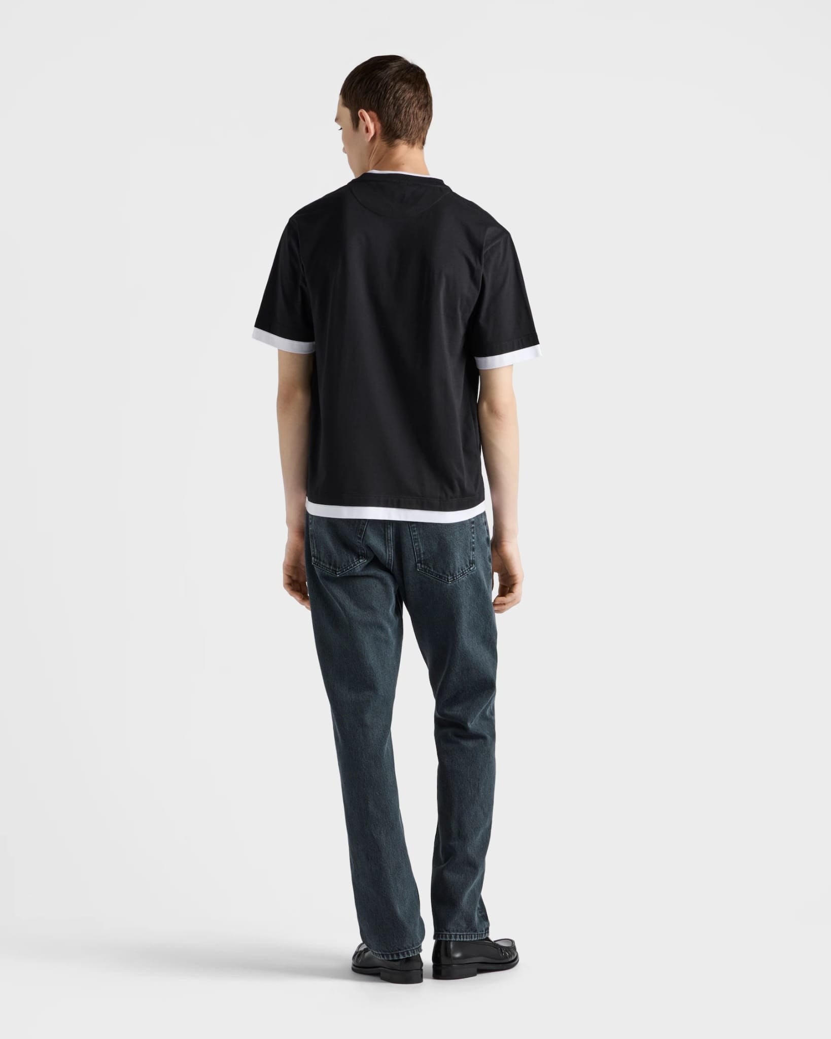 Black And White Layered T-shirt with Triangle Logo