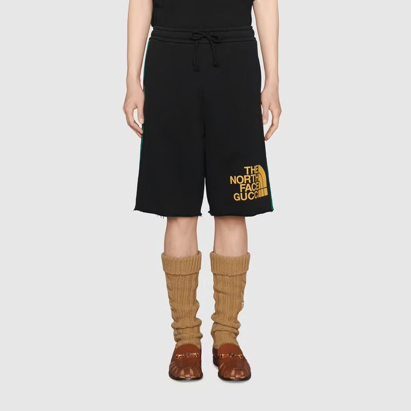 GUC x TheNrthFace Web print black cotton Shorts - Styledistrict