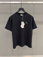Black T-shirt with Clover Embroidery