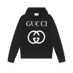 Interlocking G Logo Black Oversized Hoodie