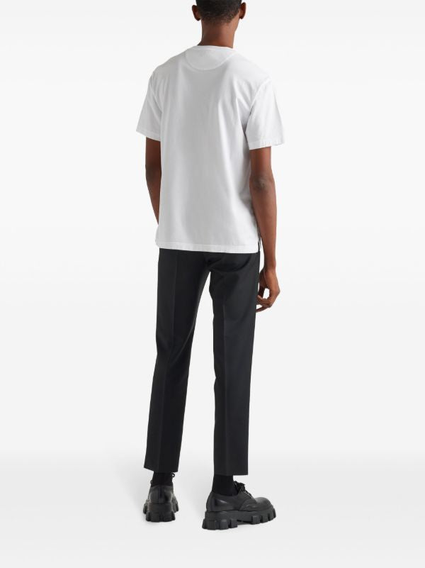 White Cotton Logo Patch T-shirt