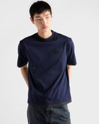 Blue and Dark Grey Layered T-shirt with Triangle Logo
