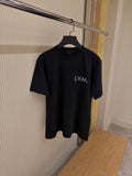 Black Cotton T-shirt with L.V.M Embroidery