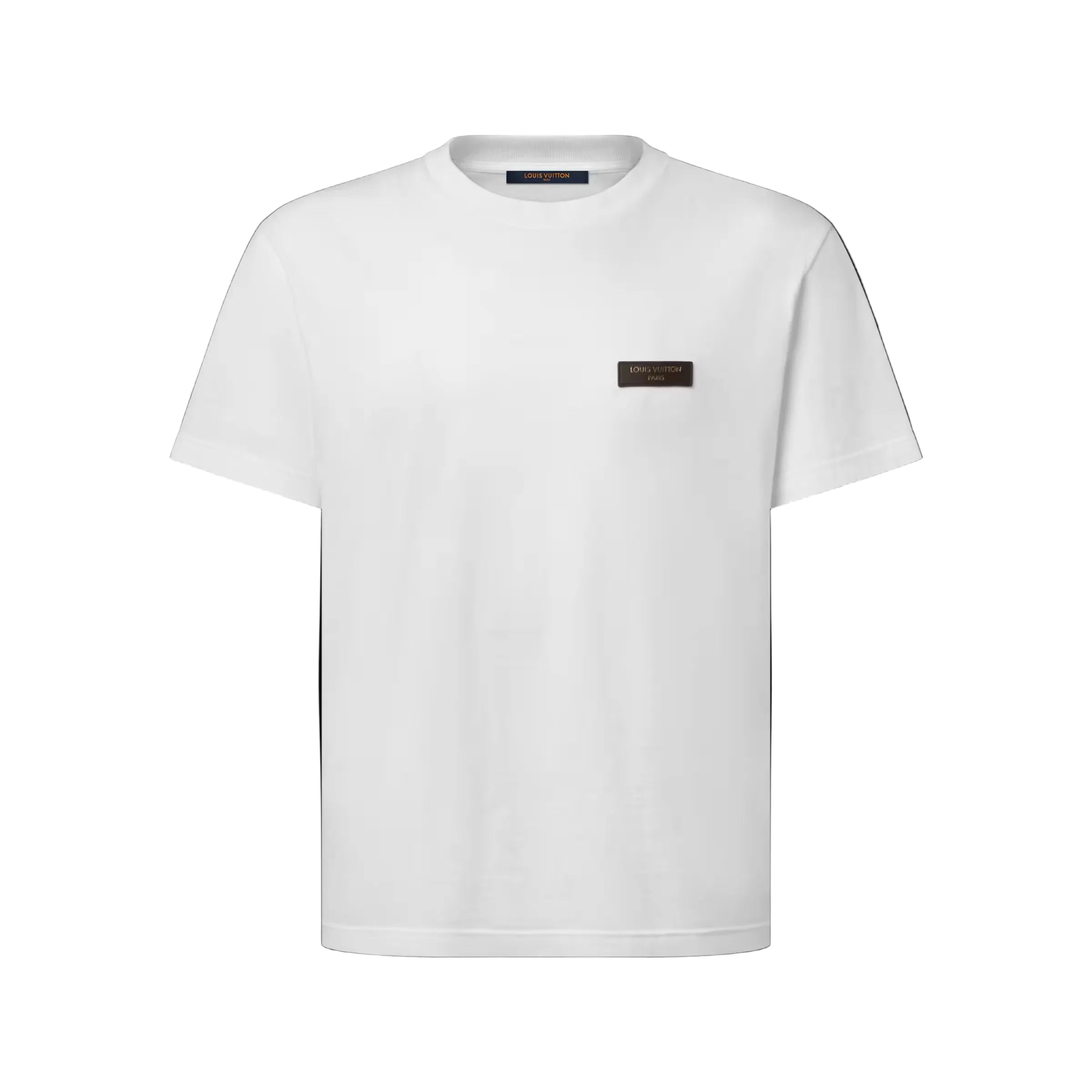 Gold-Stamped Leather Patch White T-shirt
