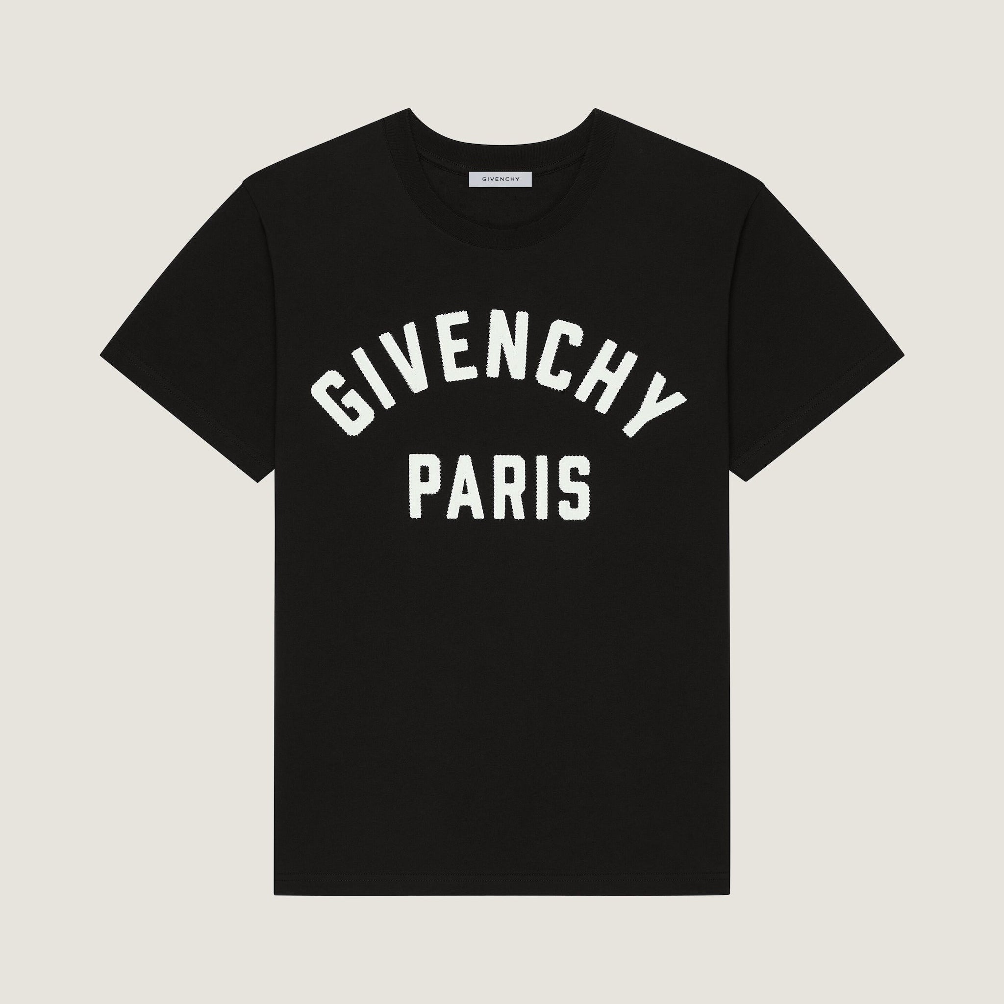 Black Cotton T-shirt with Embroidery