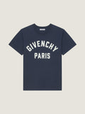 Navy Blue Cotton T-shirt with Embroidery