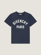 Navy Blue Cotton T-shirt with Embroidery