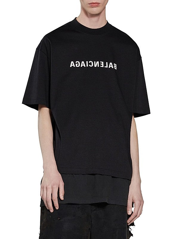 Mirror Print Black Oversize T-shirt