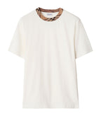 Check Trim White Cotton T-shirt