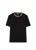 Check Trim Black Cotton T-shirt