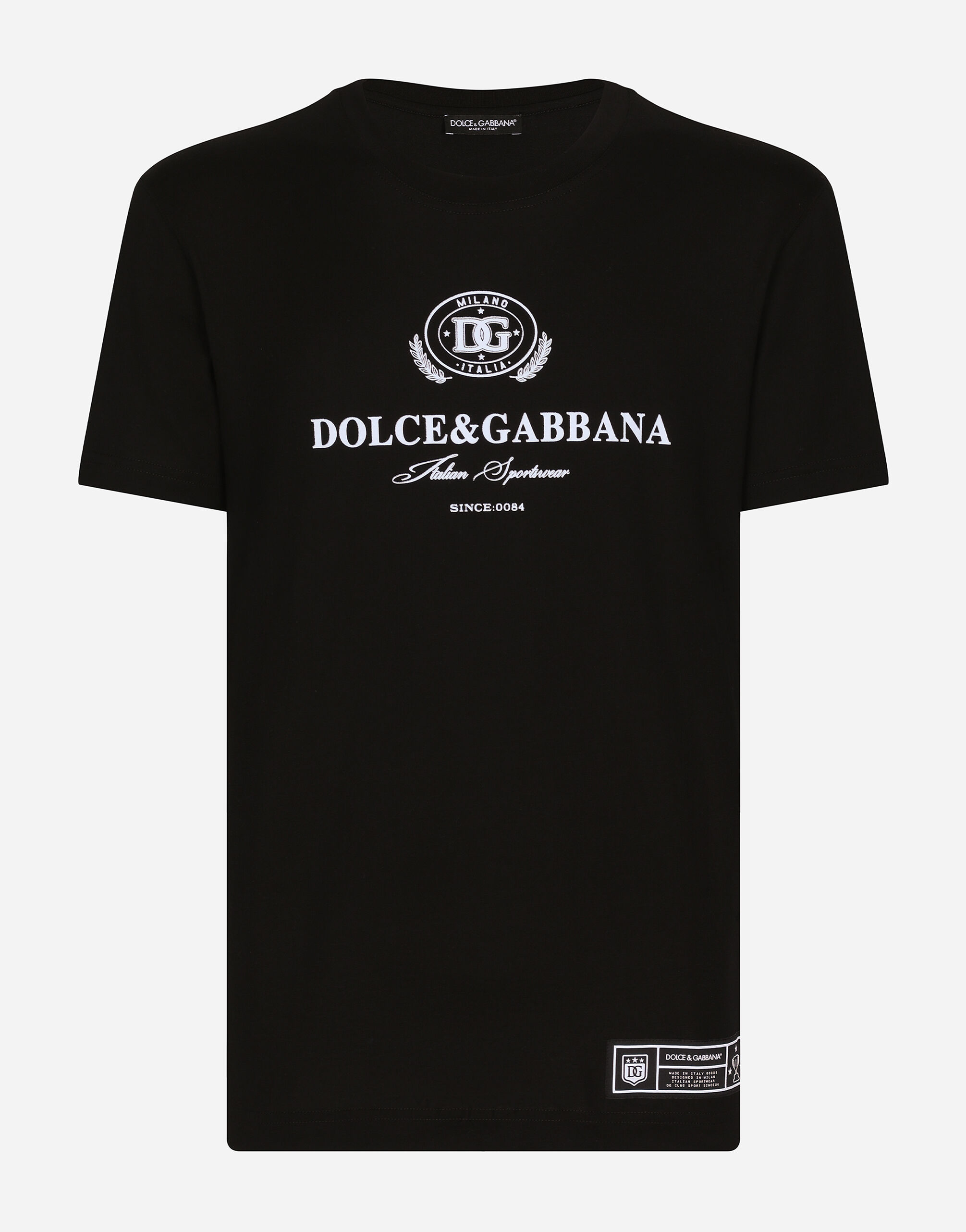 Black Cotton T-shirt with Logo Print