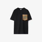 Oversize Check Pocket Cotton Black T-shirt