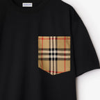 Oversize Check Pocket Cotton Black T-shirt