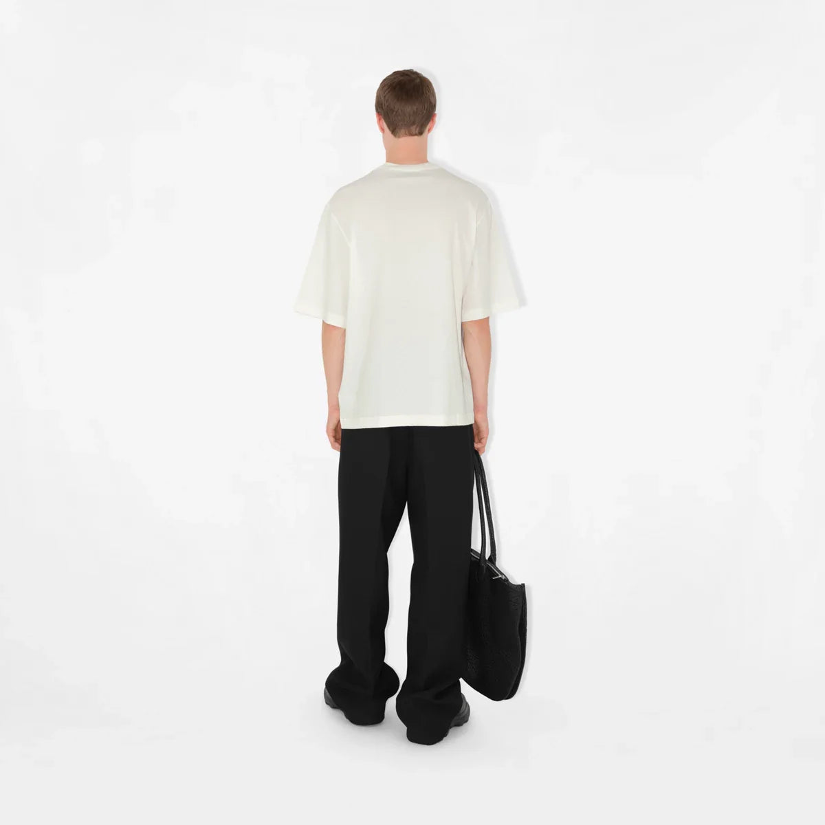 Rose Logo Embroidery White Cotton T-shirt