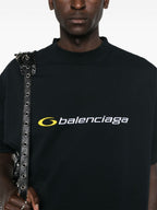 Oversize Logo Embroidered Black T-shirt