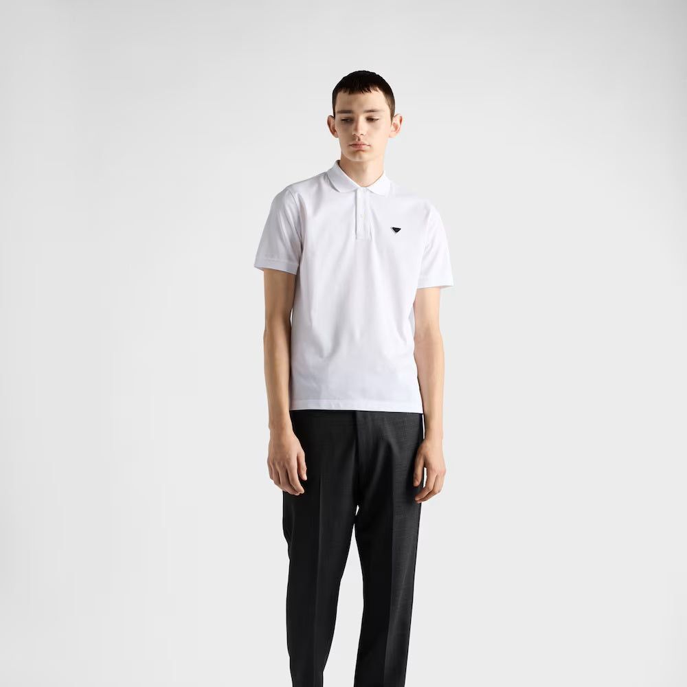 White Cotton Pique Poloshirt
