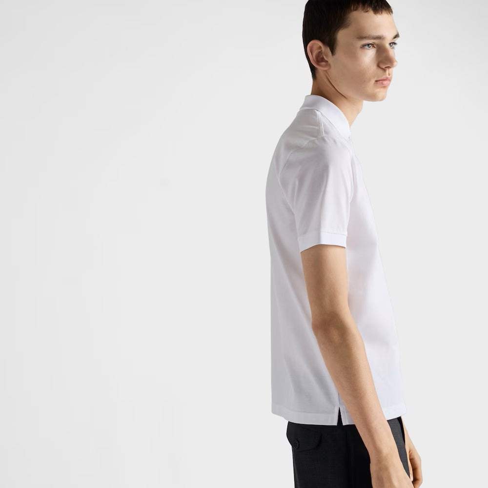White Cotton Pique Poloshirt