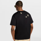Monogram Sashiko Embroidery Black T-shirt