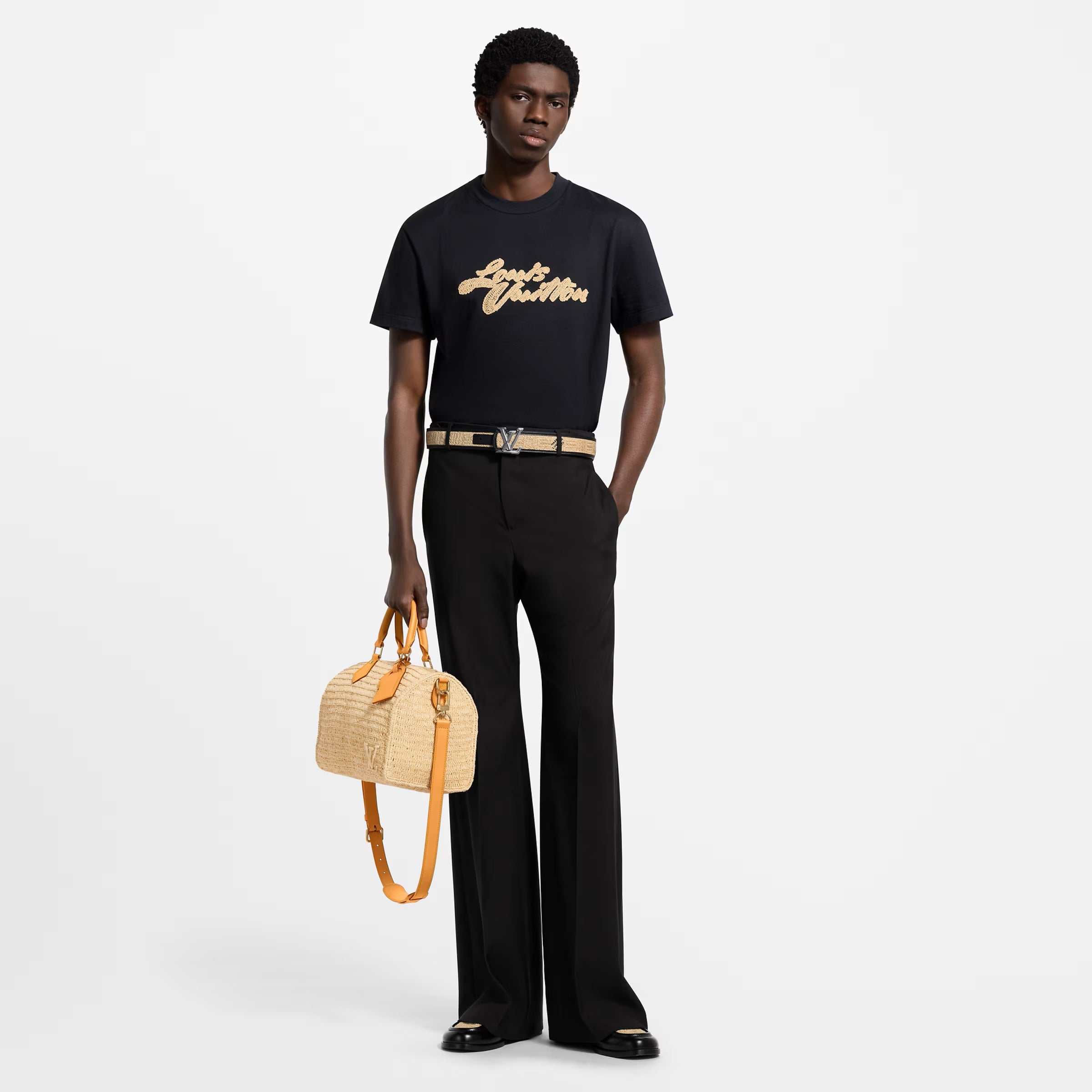 Black Embroidered Signature T-shirt