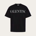 VLTN BLACK COTTON T-SHIRT WITH VALENTINO PRINT - Styledistrict